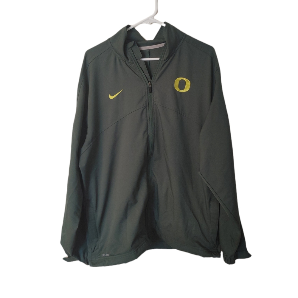 Nike Dri-Fit University of Oregon Ducks Men's Large Zip Green Coat Jacket